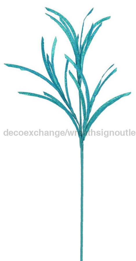 31’’L Glittered/Paper Grass Spray Bright Blue XS110003 Pick