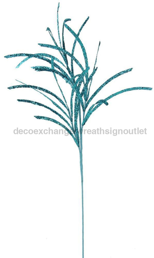 31’’L Glittered/Paper Grass Spray Turquoise XS104957 Pick
