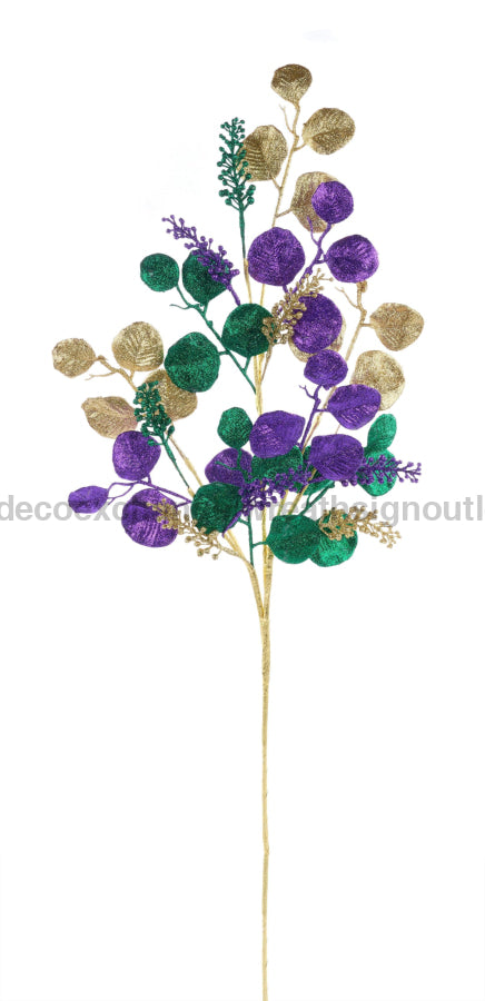 33’’L Glitter Leaf/Seed Spray Mardi Gras HG3292 Pick
