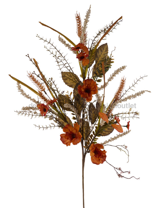 35’’L Flower/Leaf/Foliage Spray Rust/Cream/Lt Brown/Green HA1885 Greenery