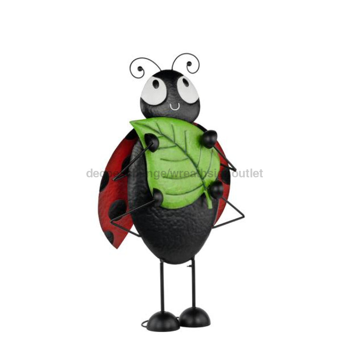 38.5’H Tin Standing Ladybug Red/Green/Blackwhite Mm1148 Base