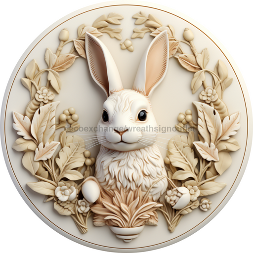 3D Rabbit Sign Easter Dco-00695 For Wreath 10 Round Metal