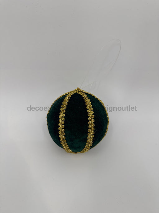 4’’ Green Velvet With Gold Braid Ornament 4531110 Attachment