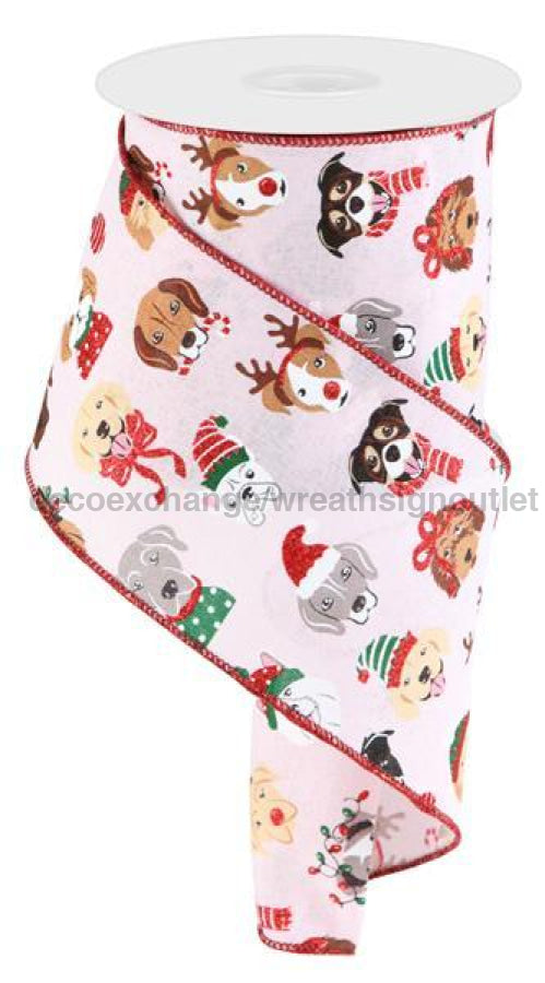 4X10Yd Christmas Dogs Pink/Red/Wht/Blk/Gld Rgc174815 Ribbon