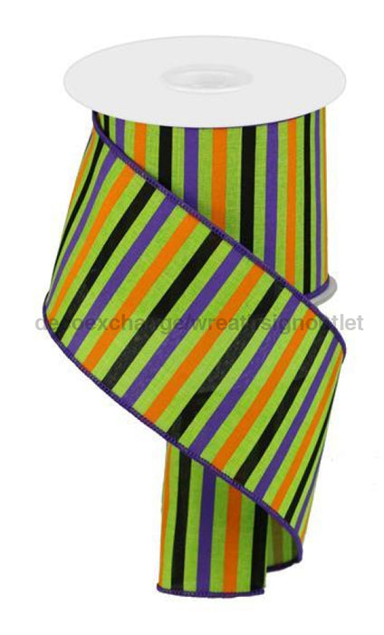 4"X10Yd Horizontal Stripe/Royal Lime/Orange/Purple/Black RGA1215E9 - DecoExchange®
