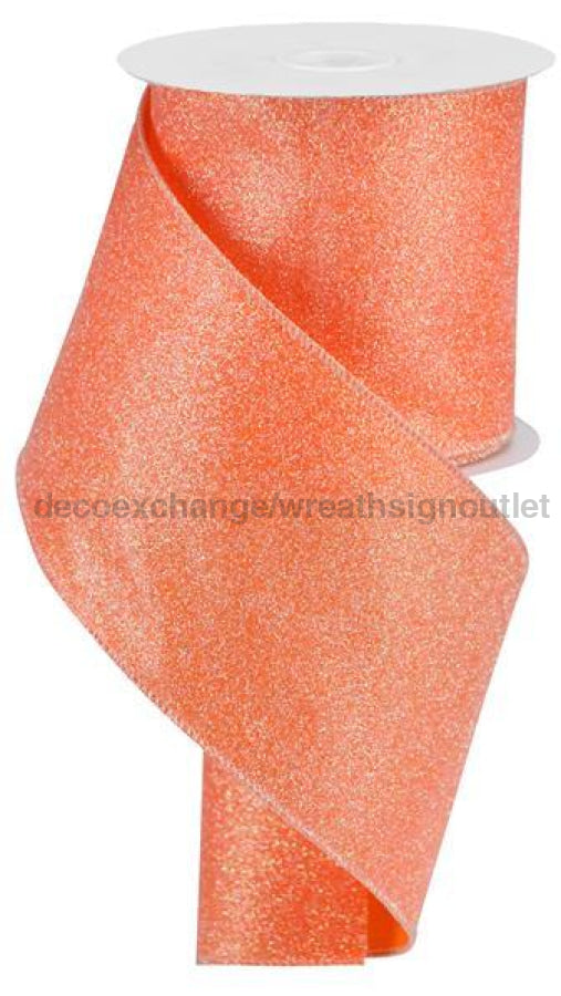 4"X10Yd Iridescent Glitter On Satin Orange/Iridescent RGA181820 - DecoExchange®