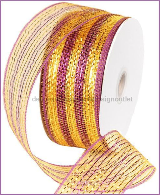 4"X25Yd Thin Stripe Mesh Purple/Gold RS201334 - DecoExchange®