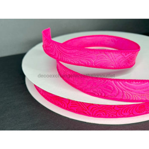 42466 - 05 - 28C: Fuchsia Flower Embossed 7/8’X50Y Ribbon