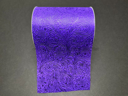 42466-06-11: Purple Flower Embossed Hot Cut Edge 6X25Y Ribbon