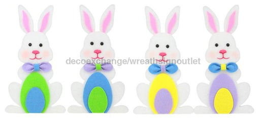 4Asst 10"H X 5.5"W Felt Bunny W/Eggs 4 Assorted Colors HE7162 - DecoExchange