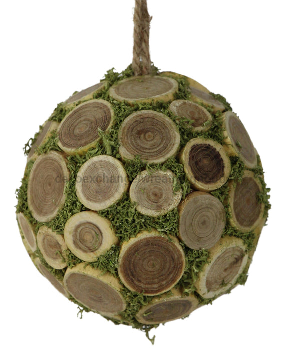 4’Dia Wood Slice/Moss Ball Ornament Natural Tb5451 Attachment