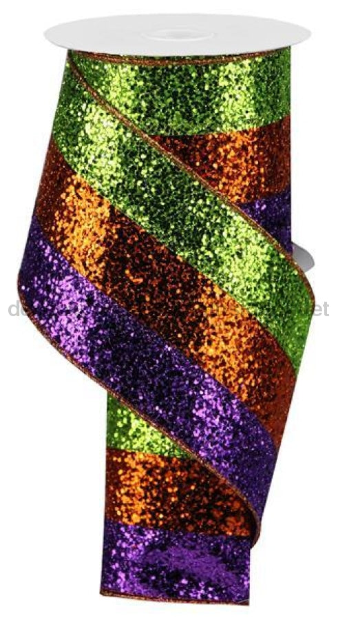 4X10Yd 3-In-1 Large Glitter Purple/Orange/Lime Rg89839K Ribbon