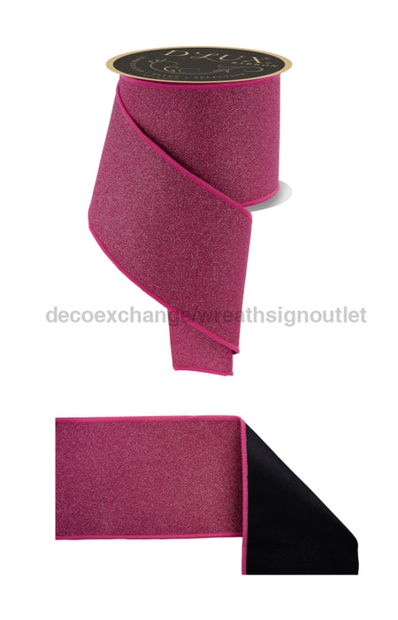 4’’X10Yd Fine Glitter/Fused Fuchsia/Black LX309983 Ribbon