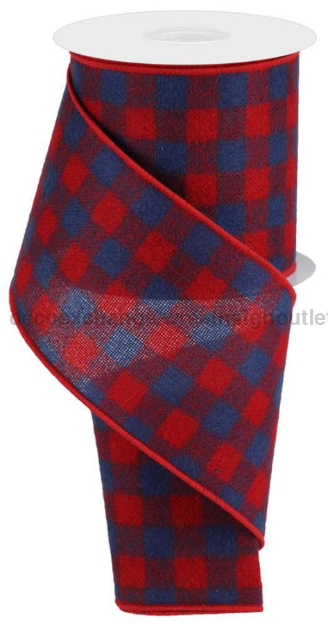 4’’X10Yd Fuzzy Flannel Buffalo Plaid Red/Royal Blue RG01029NW Ribbon