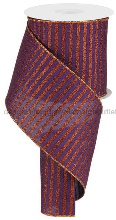 4"X10Yd Glitter Stripe On Royal Purple/Bright Orange RG0169623 - DecoExchange®