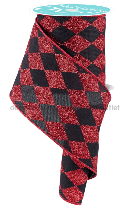 4’’X10Yd Harlequin Check Black/Red RGF1519CM Ribbon