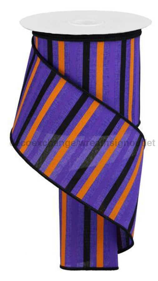 4"X10Yd Horizontal Stripe/Royal Purple/Orange/Black RGA12156A - DecoExchange®