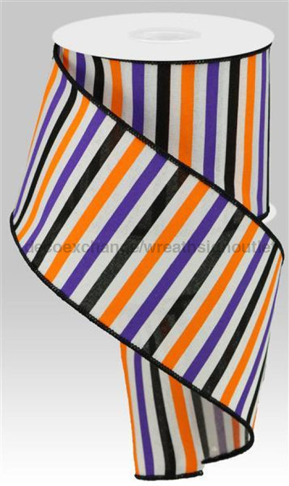 4"X10Yd Horizontal Stripe/Royal White/Orange/Purple/Black RGA121527 - DecoExchange®