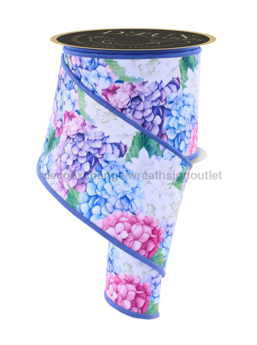 4’’X10Yd Hydrangeas/Fused Pink/Purple/Blue Lx1023Wt Ribbon