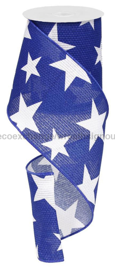 4’’X10Yd Large Stars On Cross Royal White/Navy RG01270CF Ribbon