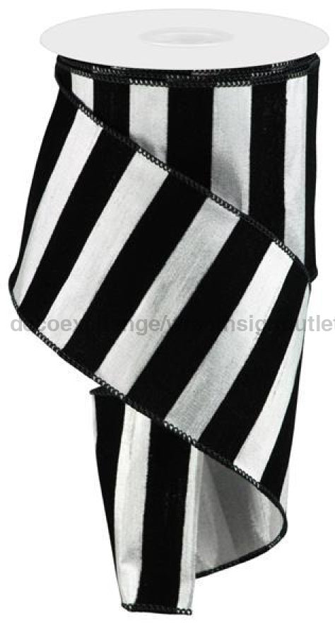 4"X10Yd Met/Velvet Horizontal Stripe Silver/Black RM995826 - DecoExchange
