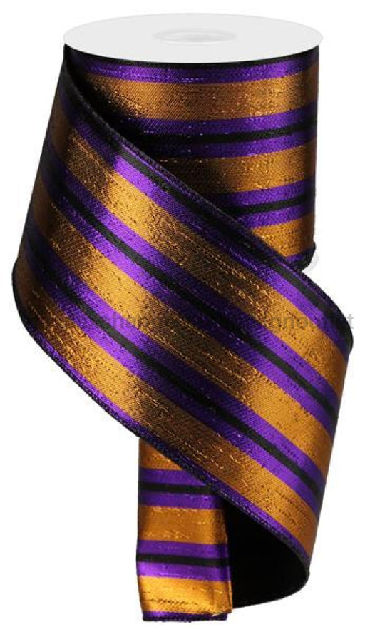 4X10Yd Metallic Vertical Stripe Copper/Purple/Black Rga14307K Ribbon