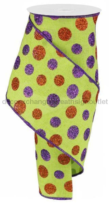 4"X10Yd Multi Size Glitter Dots/Royal Lime/Purple/Orange RG0170833 - DecoExchange®