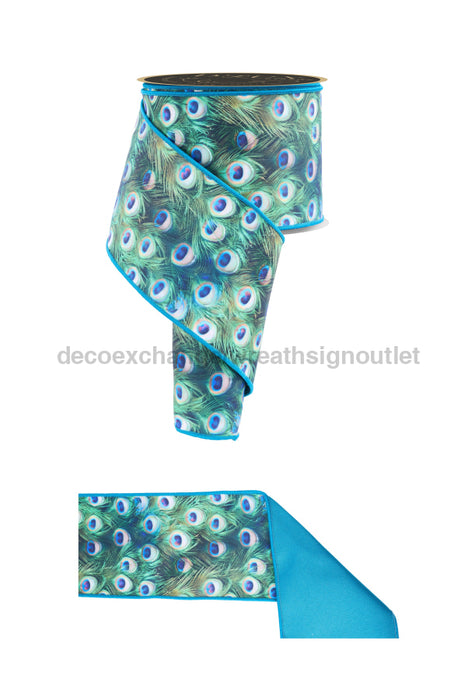 4’’X10Yd Peacock Feathers/Fused Green/Blue/Teal LX1035 Ribbon