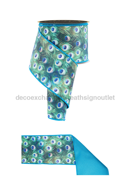 4’’X10Yd Peacock Feathers/Fused Green/Blue/Teal LX1035 Ribbon