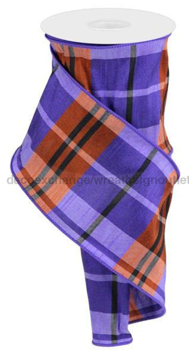 4"X10Yd Plaid Faux Dupioni Purple/Orange/Black RGA1235CW - DecoExchange®