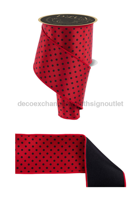 4’’X10Yd Small Polka Dot/Fused Red/Black LX3052MA ribbon