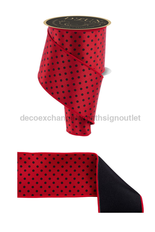 4’’X10Yd Small Polka Dot/Fused Red/Black LX3052MA ribbon