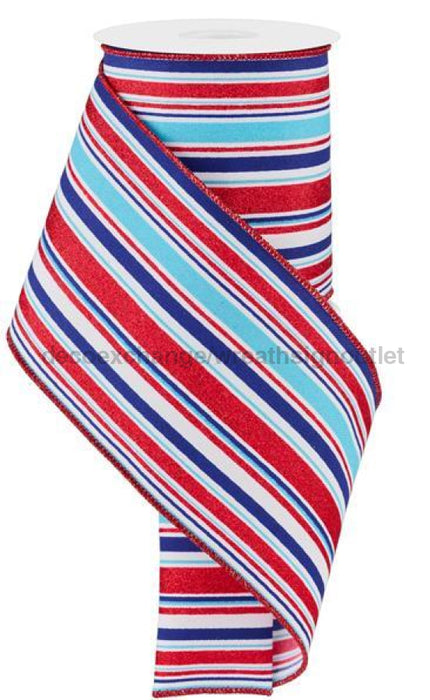 4"X10Yd Vertical Stripe Wht/Lt Blue/Ryl Blue/Red RGE1823KY - DecoExchange®