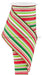 4X10Yd Vertical Stripe Wht/Emrld/Lime/Red Rge1823Hf Ribbon