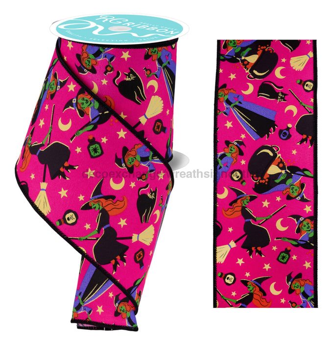 4’’X10Yd Vintage Witch Hot Pink/Multi RGF198111 Ribbon