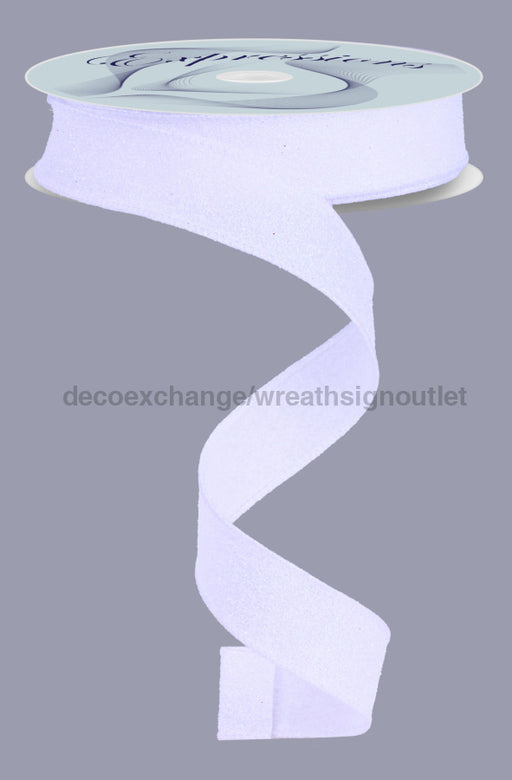 5/8’’X10Yd Glitter On Fabric White RJ205285 Ribbon