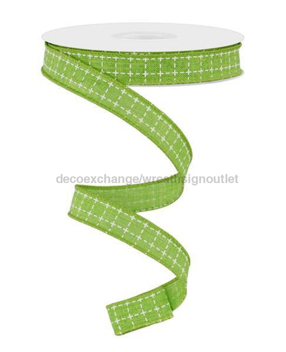 5/8X10Yd Raised Stitch Squares Lime/White Rgf1090E9 Ribbon