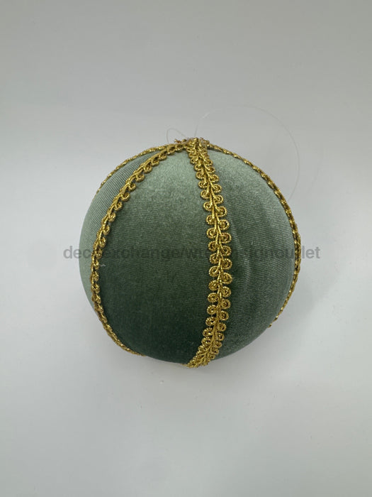 5’’ Green Velvet With Gold Braid Ornament 4531029 Attachment