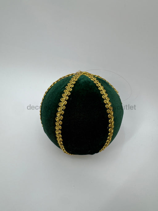 5’’ Green Velvet With Gold Braid Ornament 4531117 Attachment