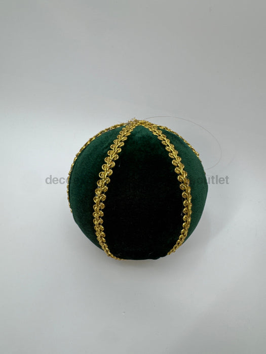 5’’ Green Velvet With Gold Braid Ornament 4531117 Attachment