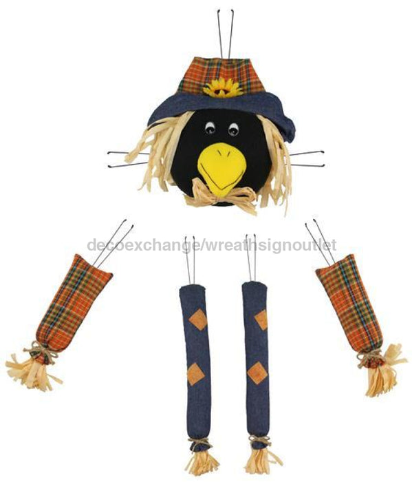 5 Piece 31"H Scarecrow Crow Decor Kit Blue Denim/Orange HA4040 - DecoExchange