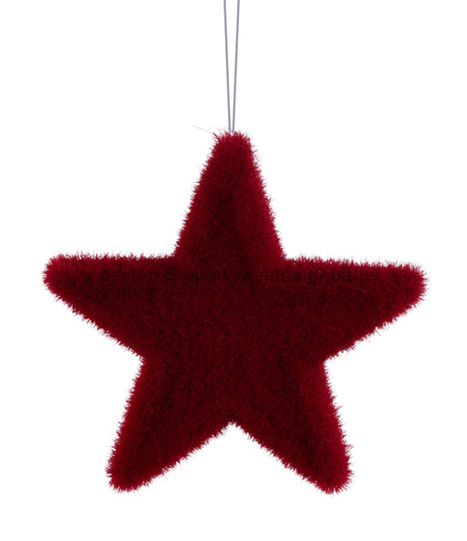 5’’Lx5’’H Flocked/Glitter Pointed Star Red HJ906124 Attachment