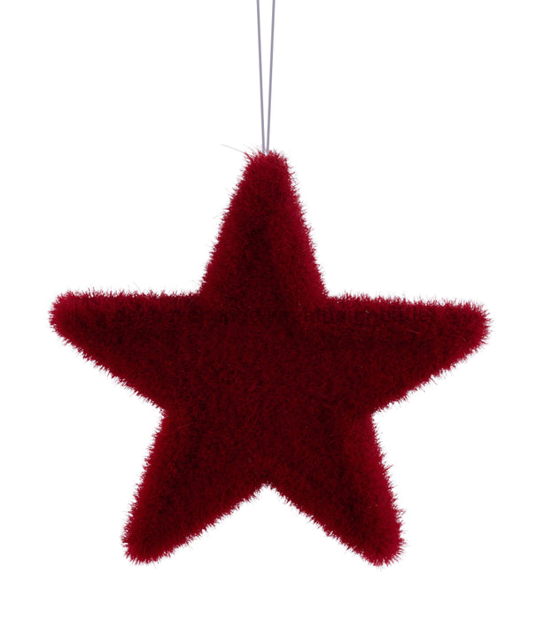 5’’Lx5’’H Flocked/Glitter Pointed Star Red HJ906124 Attachment