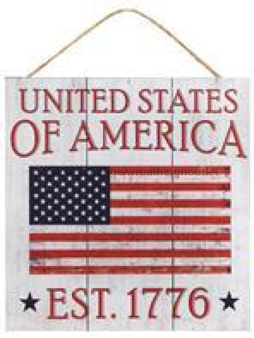 5"Sq United States Of America Sign Ant White/Red/Blue AP8418 - DecoExchange