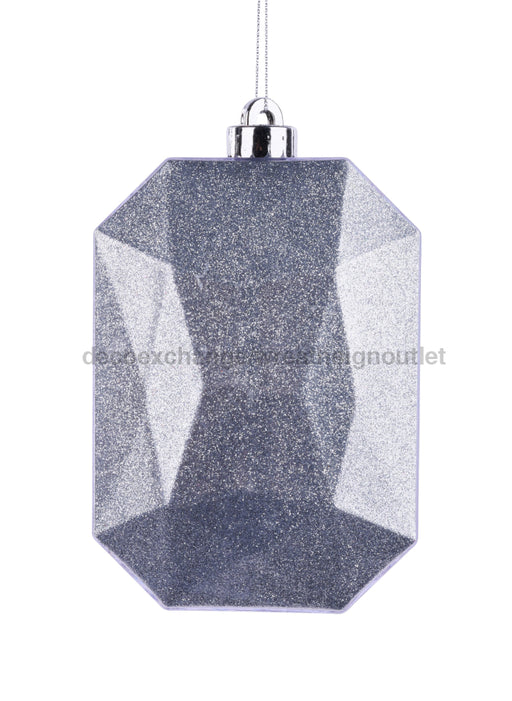 6.25’’L X 4.25’’W Glitter Rect Gem Orn Silver XJ716726 Gem