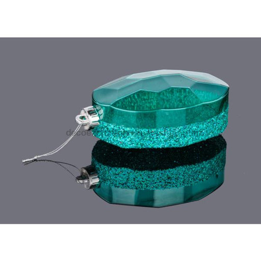 6.5’Lx4.25’W Laser Glitter Oval Gem Orn Turquoise Xj5535Ek