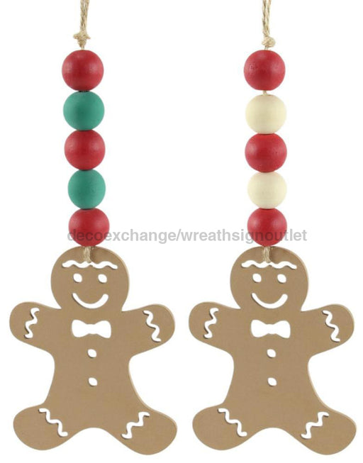 7.75’’Oal Wood Bead Gingerbread Man Ornaments 2 Asst Natural/Jadeite XA119099 Attachment