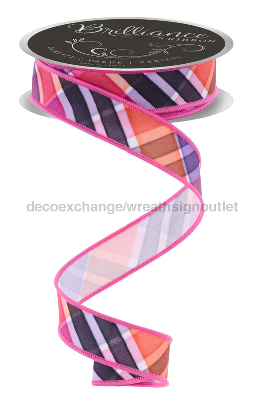 7/8’’X10Yd Bold Plaid Prpl/Orng/Blk/Hot Pink LS110989 Ribbon