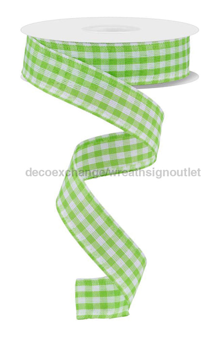 7/8’X10Yd Gingham Check Lime Green/White Rg07048Ry Ribbon