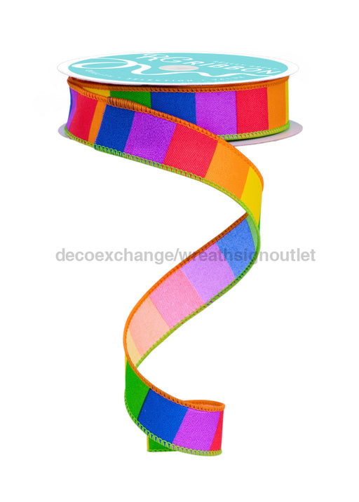 7/8’’X10Yd Horizontal Rainbow Rd/Orng/Yllw/Grn/Bl/Prpl Rgf74923A Ribbon